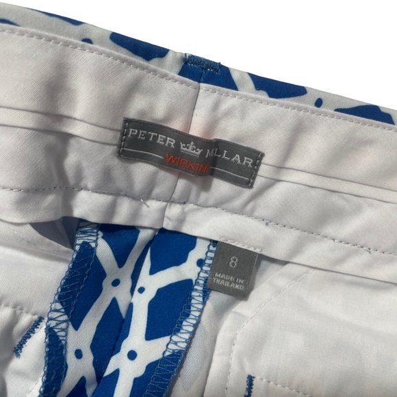 Peter Millar 8 Ladies Wicking Blue White Print Pocket Shorts Missing back Button - Picture 3 of 7